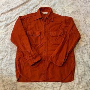 Vintage Woolrich Long Sleeve Button Cotton Shirt Red Sz L